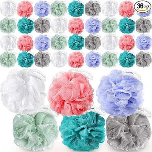Bath Loofah Sponge Bulk 36 Pack Shower Pouf Mesh Exfoliating Body Scrubber main image 8